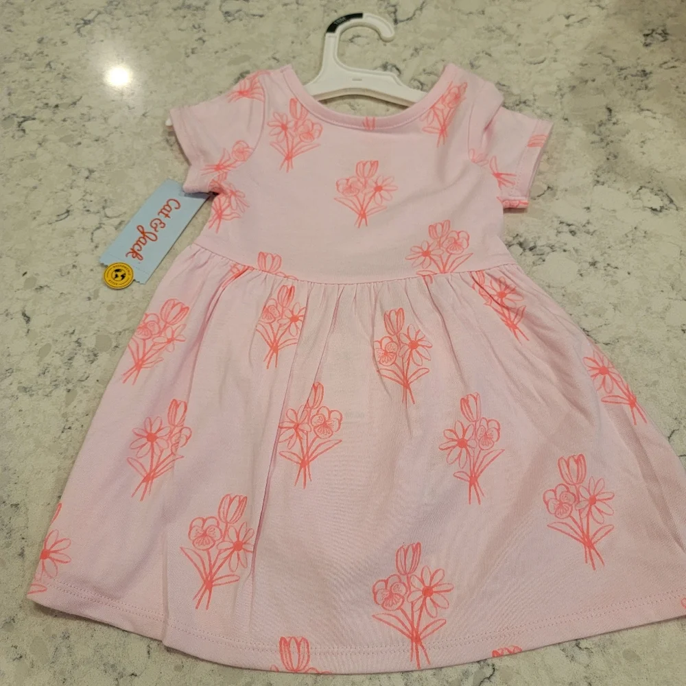 Cat & Jack Pink Floral Dress With Bottoms Size 18 Months NWT!